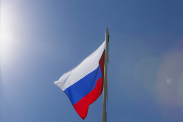 National flag of Russia on a flagpole