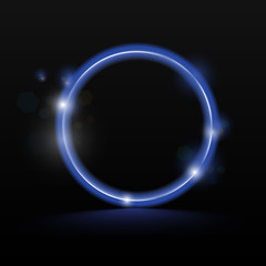 Neon circle - blue, ultraviolet background for banner vector
