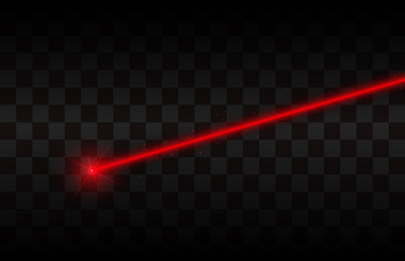 Abstract red laser beams. Isolated on transparent black background. Vector illustration, eps 10 - obrazy, fototapety, plakaty