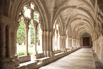 Obraz premium Galleries of Poblet Monastery