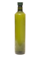 Green plastic empty olive oil bottle