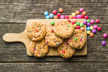 Sweet cookies with colorful candies.