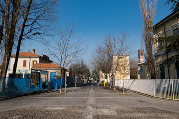 street of Trezzano sul naviglio , italy