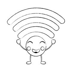 happy wifi kawaii icon image vector illustration design 