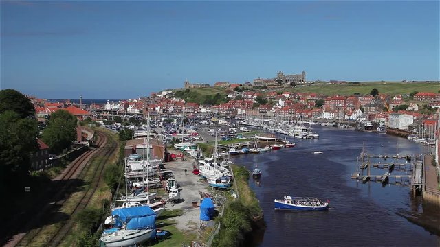 River Esk, Marina & Abbey; Whitby, North Yorkshire; Whitby, North Yorkshire, England