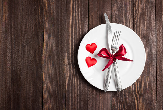 Valentines day table setting romantic dinner marry me wedding with plate fork knife