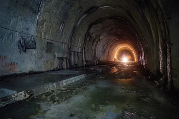 Printed kitchen splashbacks Tunnel Old abandoned flooded drainage tunnel
