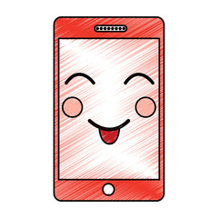 mobile phone character emoticon face kawaii vector illustration   drawing design