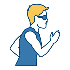 Fitness man running icon vector illustration graphic design