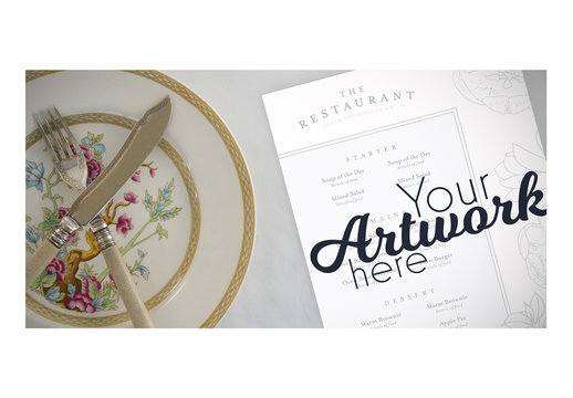 Top View Menu Mockup with Fancy Place Setting 1