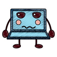 laptop computer kawaii character screen vector illustration   drawing design