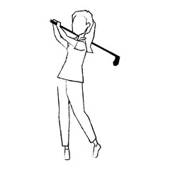 woman golfer playing avatar vector illustration design