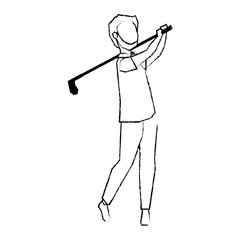 man golfer playing avatar vector illustration design