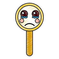 kawaii cute funny magnifying glass vector illustration drawing design
