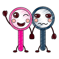 funny two magnifying glass cartoon kawaii vector illustration drawing design
