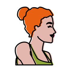 Fitness woman profile icon vector illustration graphic design
