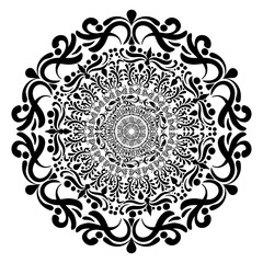 Round arabesque in black and white