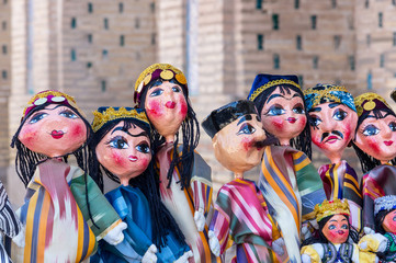 Traditional oriental doll in Bukhara Bazaar - Uzbekistan - obrazy, fototapety, plakaty