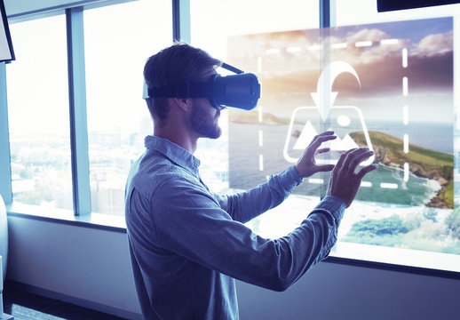 VR Mockup of Business Man in Office Skyscraper 1