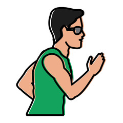 Naklejka premium Fitness man running icon vector illustration graphic design