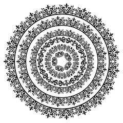 Mandala illustration in black and whtie