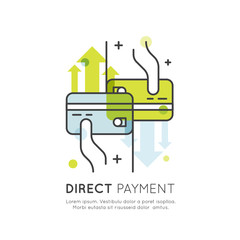 Vector Icon Style Illustration Concept of Direct Payment, Peer-to-Peer Transaction, Mobile and Desktop Application Development