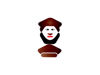 hat icon with male face