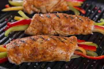 chicken fillet with vegetables, grill