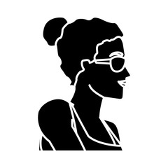 Woman head witn sunglasses icon vector illustration graphic design