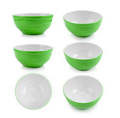 green bowl on white background