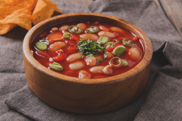 tomato soup with white beans and vegetables