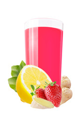  Fresh juices over white background