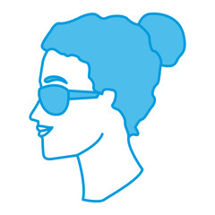 Woman head witn sunglasses icon vector illustration graphic design