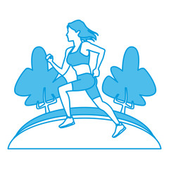 Woman running at park icon vector illustration graphic design