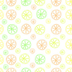 Citrus lemon lime vector seamless pattern on white background