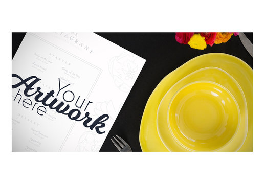 Top View Menu Mockup with Simple Place Setting 3