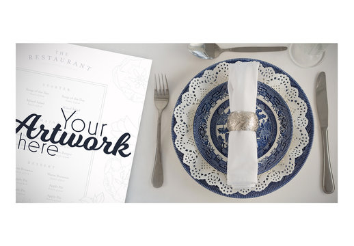 Top View Menu Mockup with Fancy Place Setting 3