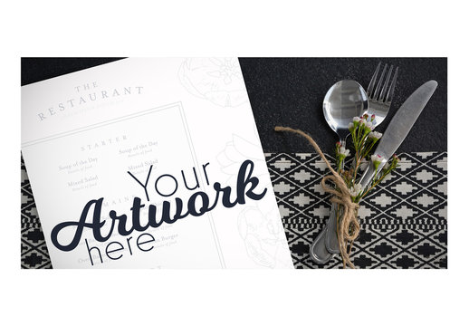 Top View Menu Mockup with Silverware 1
