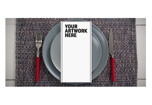 Top View Menu Mockup with Simple Place Setting 5