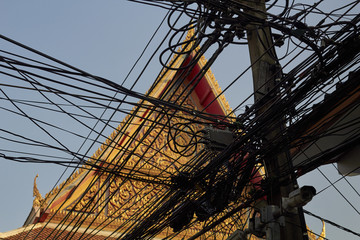 overhead utility lines, Bangkok, Thailand