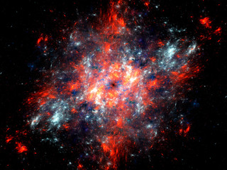 Fototapeta na wymiar Fiery chaotic abstract nebula fractal