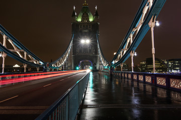 Tower Bridge in London during a cloudy winter evening. 