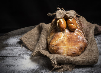 Bread  on the old board