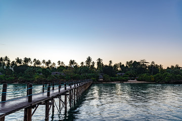 Fototapeta na wymiar Zanzibar island in Tanzania at twilight. Zanzibar is a semi-autonomous region of Tanzania in East Africa.