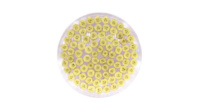Time-lapse of drying (dehydrating) banana, 4K format, top view 2x3
