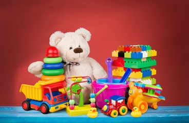 Bear and clorful toys