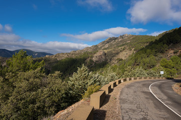 Road in mountain landscape in Las Batuecas natural park in Salamanca, Spain.