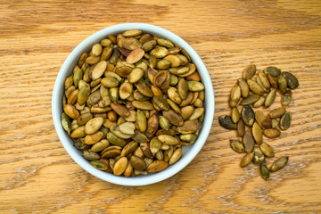 Bowl Full of Roasted Pumpkin Seeds