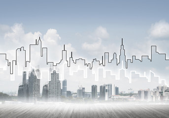 Background image with city center view as modern business life c
