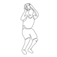 Basketball Player Free Throw Continuous Line